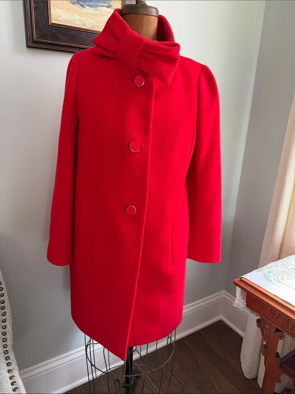 kate spade Red Wool Coat with Satin Lining